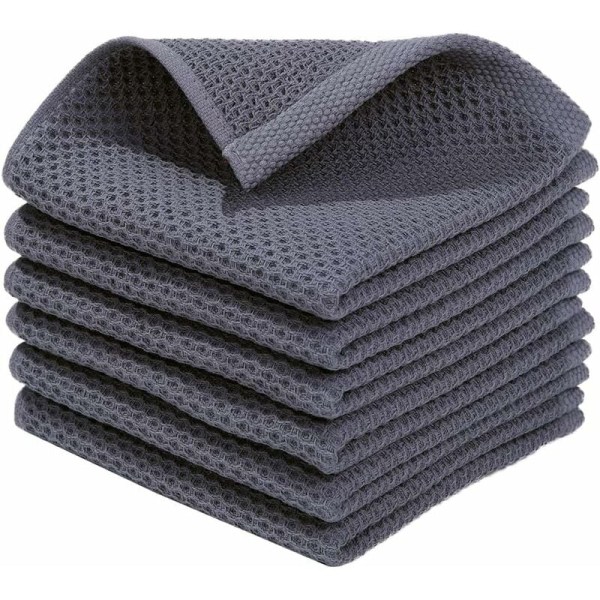 6 køkkenhåndklæder, 100% bomuldskøkkenhåndklæder, superabsorberende køkkenhåndklæder, maskinvaskbare (35 x 35 cm), høj kvalitet mikrofiber