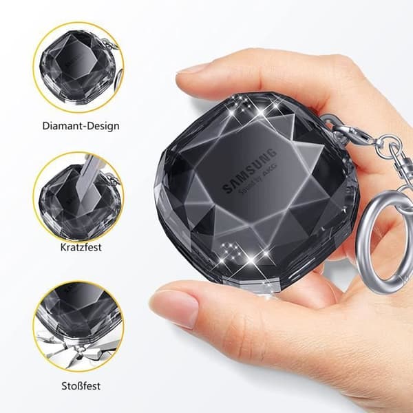 Krystaletui til Samsung Galaxy Buds - Sort Transparent - Med nøglering