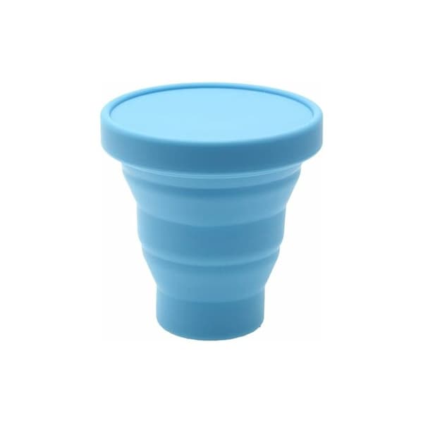 Foldbar silikone te-kop 200ml - blå - velegnet til rejser og camping