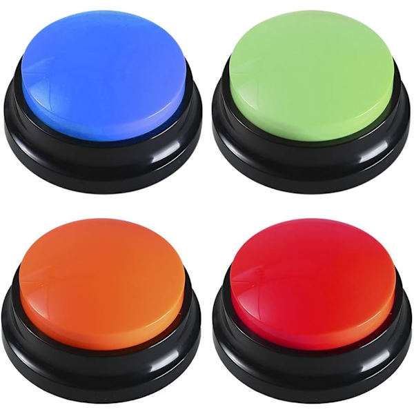 4 Buzzers med ljud för hundar. Buzzer med ljudknapp och inspelningsfunktion för att interagera med hundar.