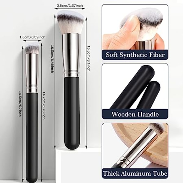Makeup Brush Synthetic Fiber Foundation Brush 2 Pack