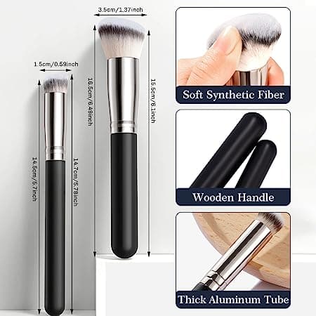 Makeupborste Syntetisk Fiber Foundation Borste 2 Pack