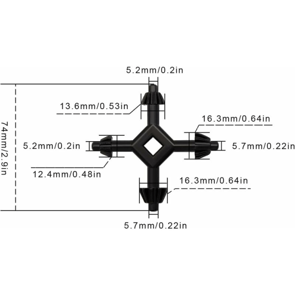 Universal borepatronnøgle, 4 i 1 borepatronnøgle, multifunktions borepatronnøgle, kan bruges til de fleste håndbor