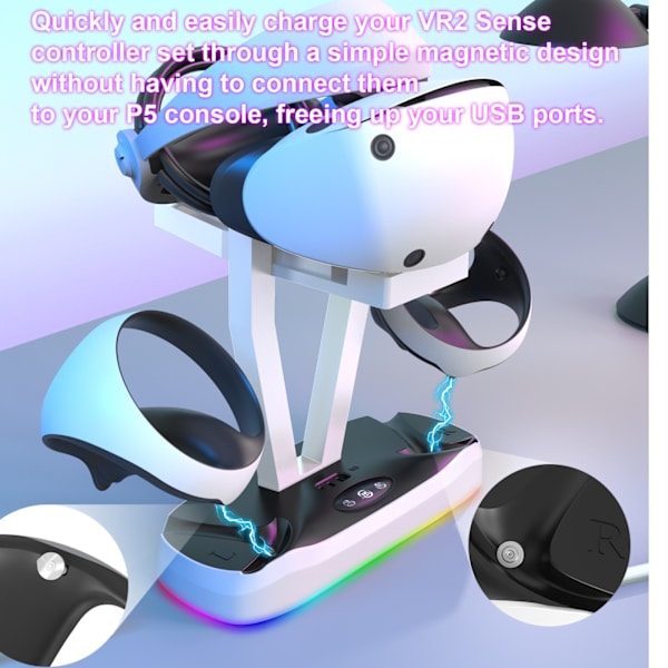VR-glasögon PS VR2 magnetisk RGB-laddningsstativ
