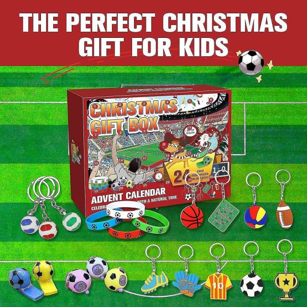 Fotbollsadventskalender 2022, 24-dagars presentförpackning för barn, fotbolls-VM-leksaker för jullov Toddler Pojkar Flickor Vuxna Present
