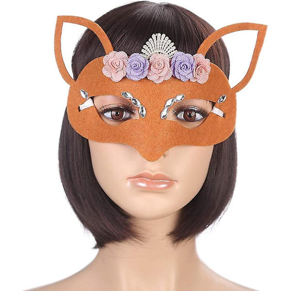6 st Halloween spetsblomma räv maskerad dekorationer