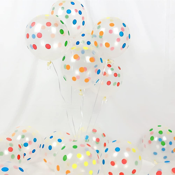50 stk. Polka Dot Balloner, 12 tommer Regnbue Balloner, Klar Latex Runde Balloner med Multifarvede Prikker til Børn Kvinder Mænd Fødselsdag Bryllup Jubilæum