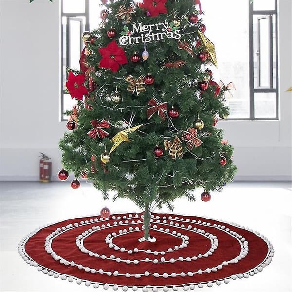 Juldekoration Vit Boll Rund Linne Trädklänning Atmosfär Layout