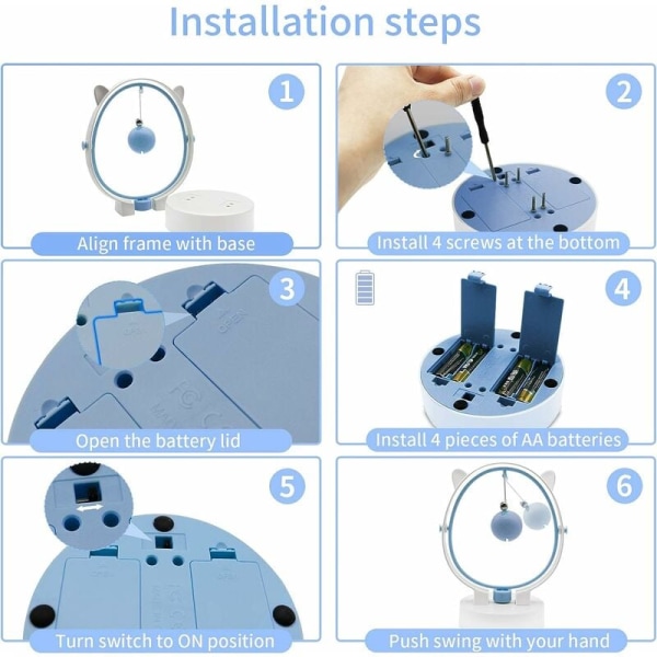 Interaktiva kattleksaker inomhus - Automatisk kinetisk gunga - elektronisk, fjäder, kattleksaker (blå)