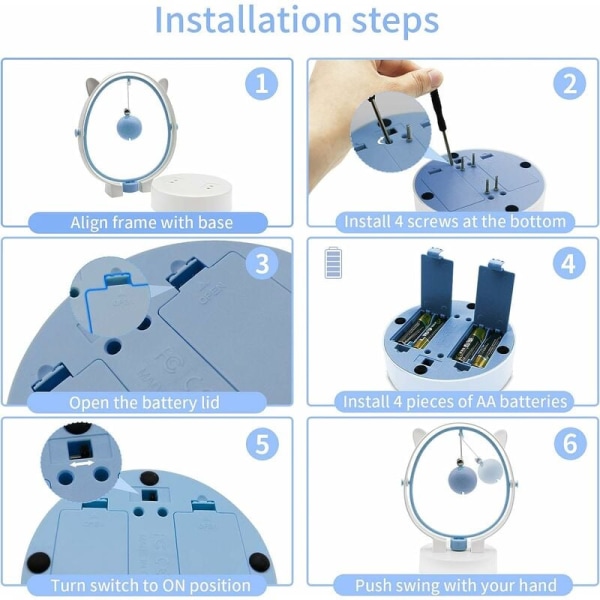 Interaktive indendørs kattelegetøj - Automatisk kinetisk sving - Elektronisk, fjer, kattelegetøj (blå)