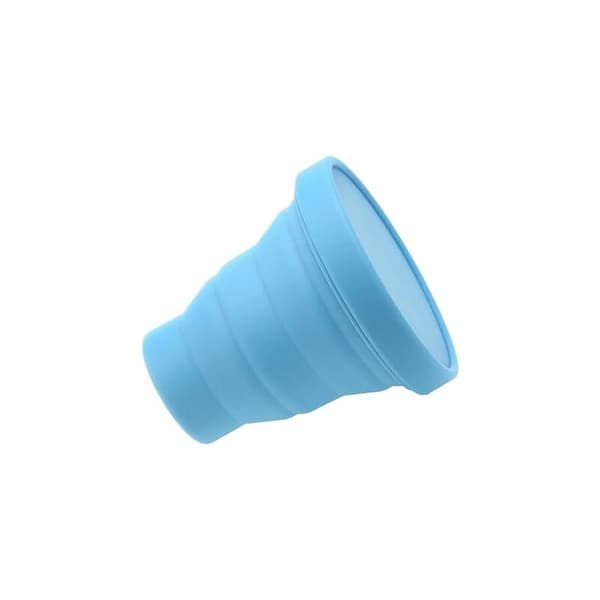 Foldbar silikone te-kop 200ml - blå - velegnet til rejser og camping