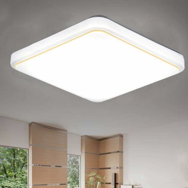 Fyrkantig LED-taklampa AC220-V Vit Färg Kök Balkong Veranda Modern Area Light, Guldlinje, 220 220 50 mm