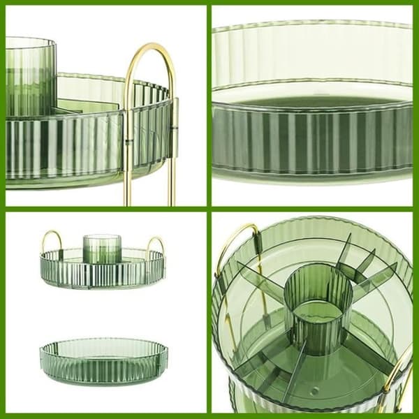 360° roterende makeup-organizer, opbevaringsboks til parfume, til badeværelse, toiletbord, bordplade - 2 lag