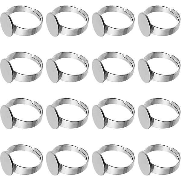 20 stycken ring blank justerbar ring rund rostfritt stål DIY smycken tillverkning material