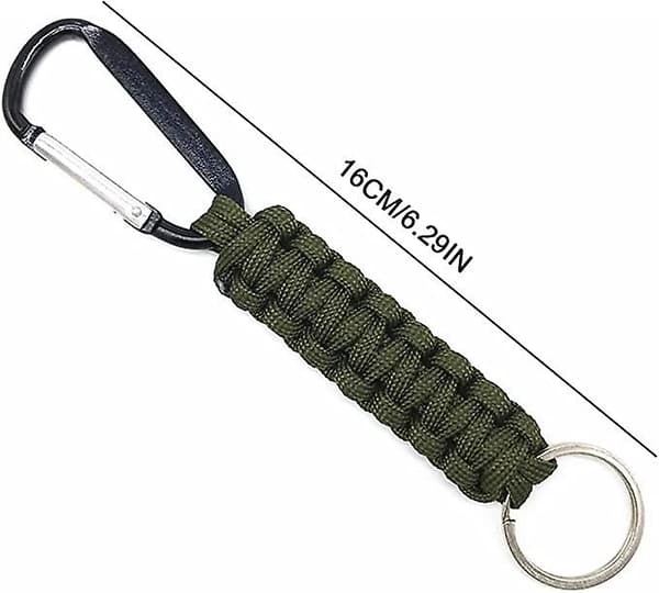 5-pack Paracord nyckelring med karbinhake, snodd och kedjehake, flätat öglehake
