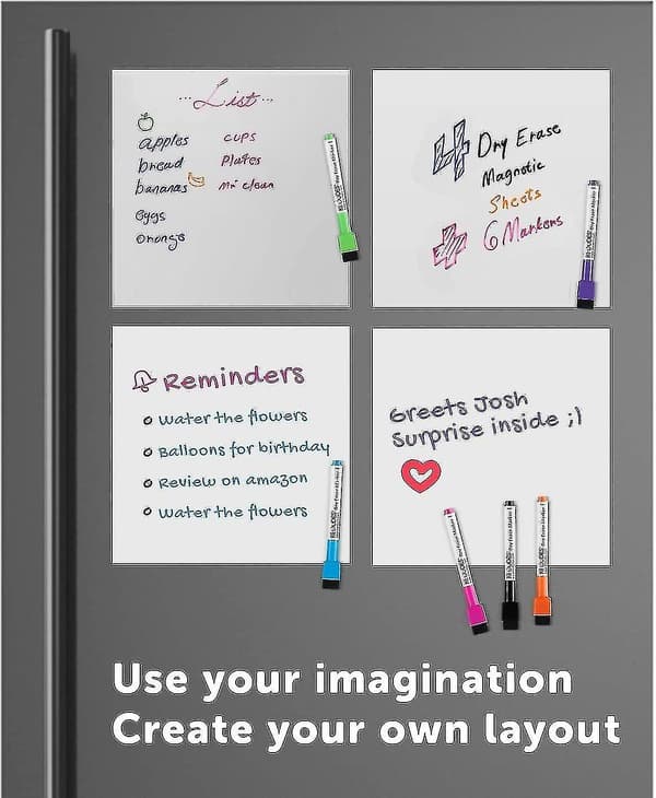 Magnetisk torr raderbar whiteboard-ark med 4 markörer