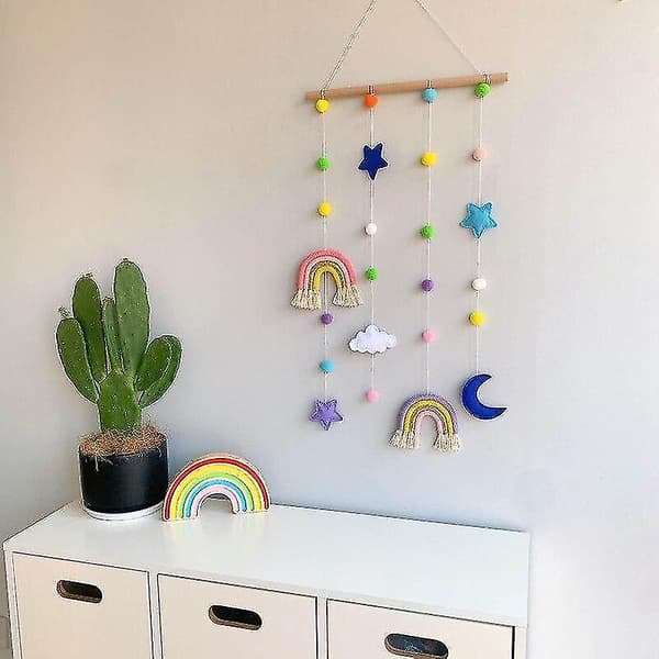 Rainbow Photo Display Hållare med Pompom Hårbåge Clips-1（C）