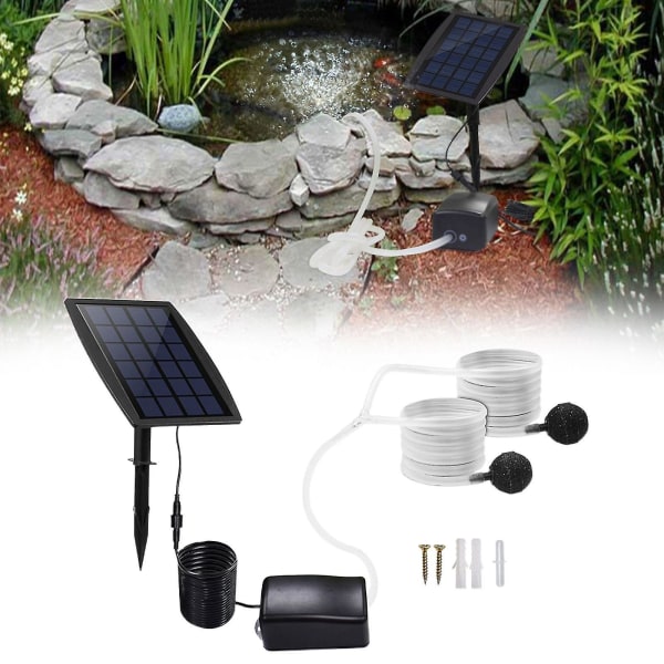 Solcells driven vattenluftpump utomhus trädgård pool damm syrepump syresättare Yo