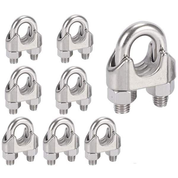 M8 Kabelbindere U-Bøjle Bolt Kabelklemme 304 Rustfrit Stål Kabelklemme Sadel Wire Rope Clips til Udendørs Tøj Tørrestativ 10PCS