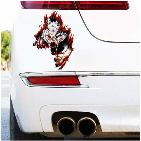 3D Wolf Head Sticker, 3D Car Sticker, Furious Wolf, Funny Motorcycle Accessories, PVC, 18 x 25 cm