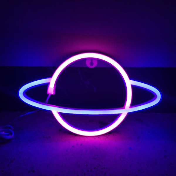 Planet Neon Skylt, Usb-driven Planetljus Med På/Av-knapp, Led Planet Skylt För Väggdekor