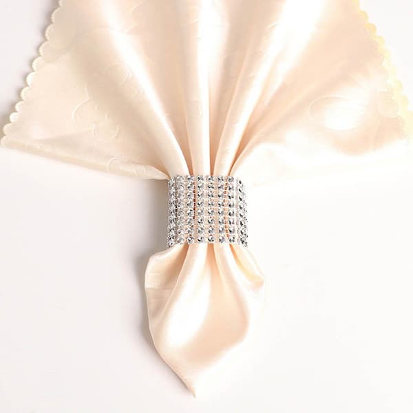 50 st Bling Diamant Rhinestone Mesh Wrap Servett Ring Bröllopsdekoration Guld