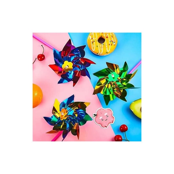 100kpl Rainbow Muoviset Pinwheels Lasten Puutarha Koriste Carnival Party Flame Värit 15x35cm