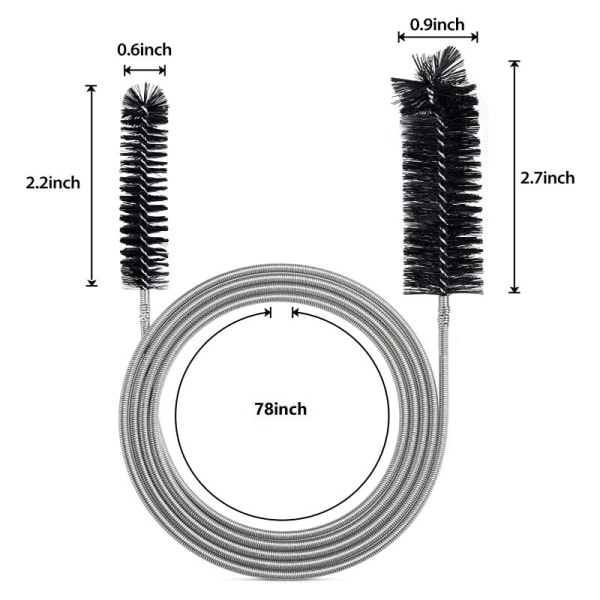 Flexibel slangrengöringsborste - Rörrengöringsverktyg - Svart (2M)