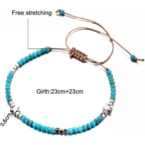 Bohemian Turquoise Anklet Silver Star Anklet Armband Beach Smycken för kvinnor och flickor