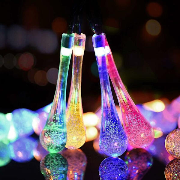 Solar Fairy Lights, 7 m 50 LED utomhus Fairy Lights 8 lägen Vattentät vattendroppe Solar Fairy Lights för trädgård, uteplats, trädgård, fester (flerfärgad)