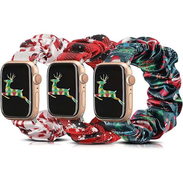 3 Packs Compatible With Apple Watch Band Halloween Scrunchies 38mm Cloth Soft Pattern Printed Fabric Bracelet Women Iwatch Elastic Scrunchy Bands 40mm