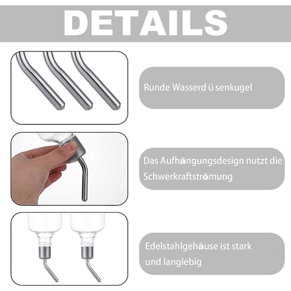 2 st hängande husdjursvattenflaska, 350 ml hängande automatisk husdjursvattenflaska, kaninflaska