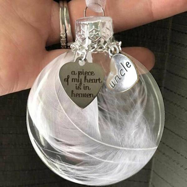Julgranspynt Ängel Fjädrar Kula En Del Av Mitt Hjärta Är I Himlen Minnesmärke