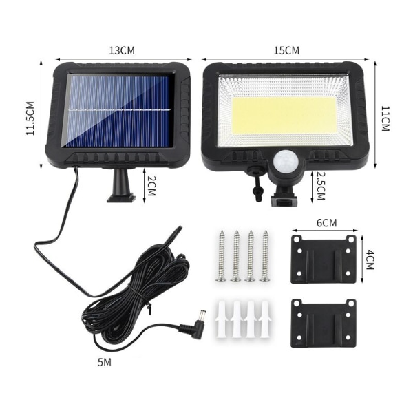 Delad typ Human Body Induction Solar Wall Light Utomhus Gård Vattentät Gatubelysning (100 Cob Två Batterier