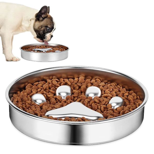 Rostfritt stål hundskål med långsam utfodring, diskmaskinssäker, present till husdjur