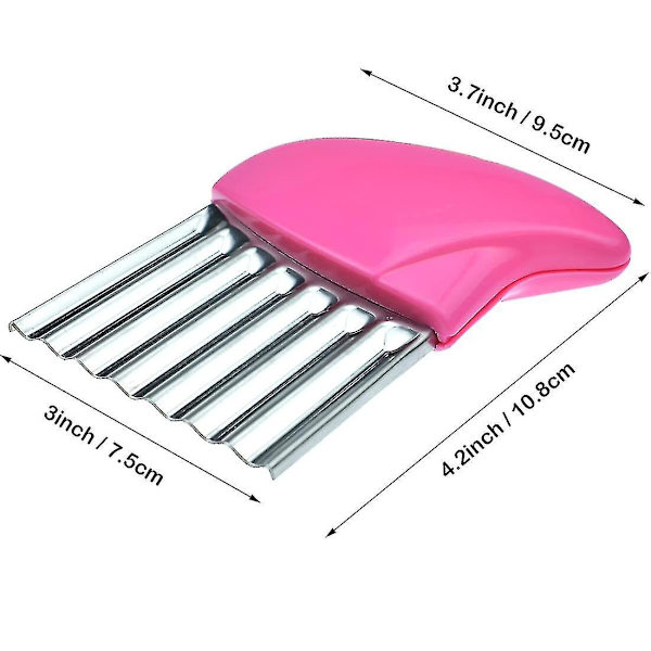 Potatischipsmaskin i Rostfritt Stål med Vågig Kniv, Chipskutter, Vågig Skärare, Grönsakshuggare, Rosa-1