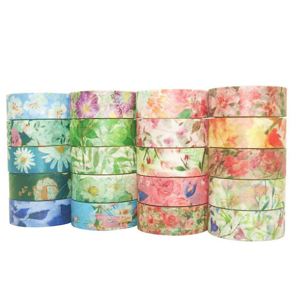 20 rullar blommigt papperstejpset 15 mm tejp DIY hantverk maskeringstejp