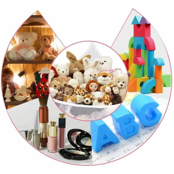 Legetøjs-hængekøjenet, hængende legetøjsorganisatortaske Opbevaringsnet til legetøjsbamser til børneværelset (hvid)