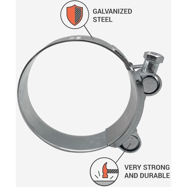 Set med 2 förstärkta rörklämmor för 80-85 mm galvaniserat stålrör