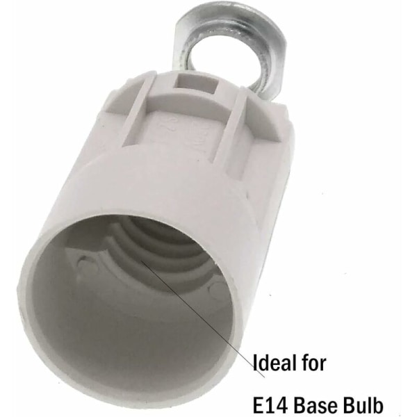 E14 flamme pære base, termoplast, sort, SES 52 mm høj, 1/8 IPS Hickey gevind