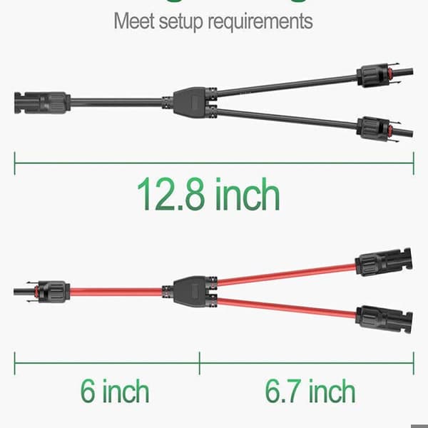 2 par Y-solcelle-stik, 2-vejs panelkabel-adapterfordelingsstik, tilslutning til solcelleanlæg.