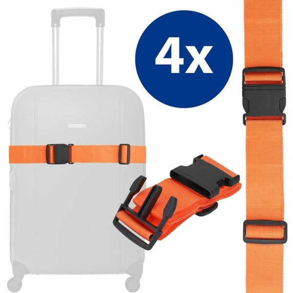 mumbi resväskor remmar, resväskor remmar set, resväskor remmar justerbar/attraktiv och lång, set med 4, orange