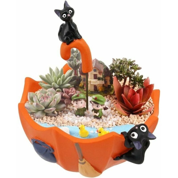 Kreativa regnskärmsplantkrukor, borstkrukor, blomkruka för blommor, sedum, suckulenter, kontor, trädgård, sovrum, krukdekoration (Happy Frog)