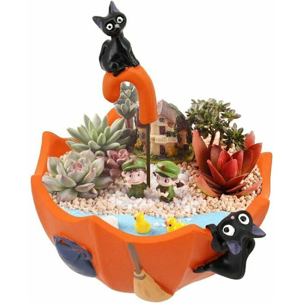 Kreativa regnskärmsplantkrukor, borstpinnar, blomkruka för blommor, sedum, suckulenter, kontor, trädgård, sovrum, krukdekoration (Happy Frog)