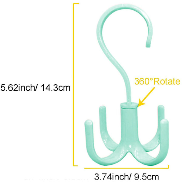 Roterande sjalväska Organizer för slipsställ och bälte Organizer, 3-pack plastväska Hängare för bälten, slipsar, väska, handväska, halsdukar, grön