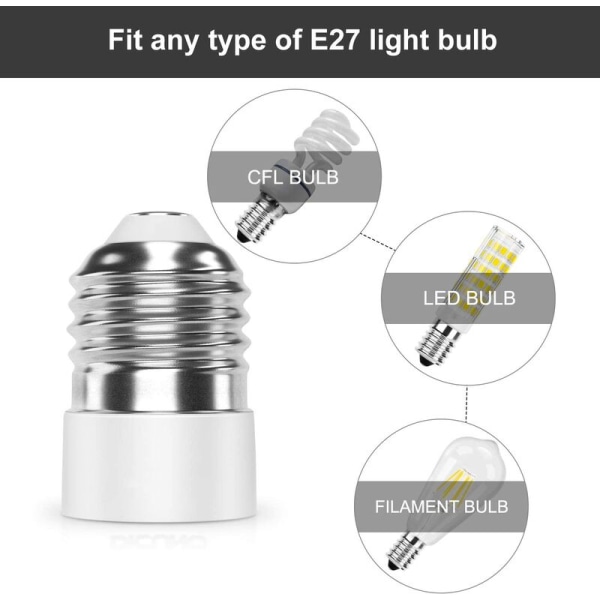 TTIO E27 till E14 4-delad sockeladapteradapter Högkvalitativ lampsockeladapter för LED-lampor & Glödlampor & CFL-lampor