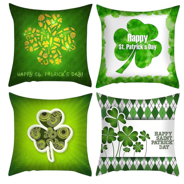 4-pack Heminredning Överdrag St. Patrick's Day Kuddfodral Kudde Överdrag