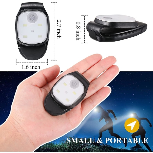 Klipp-på löpljus för natt utomhus reflekterande USB uppladdningsbar LED-ljus löptillbehör (2-pack)