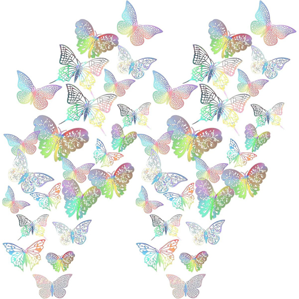 120 Stykker 5 Stilarter 3D Hule Butterfly Vægstikker Dekorative Vægskunst Vægsticker 3 Størrelser Til Værelse Hjem Børneværelse Klasseværelse Kontorer Soveværelse Bad