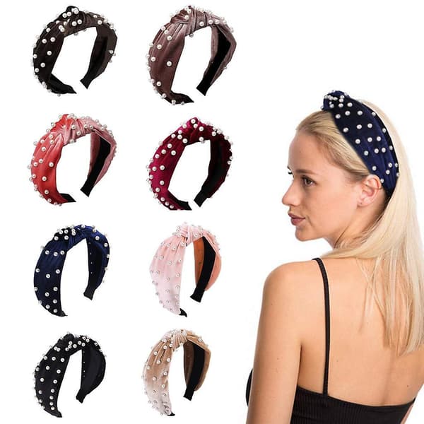 Hodebånd for kvinner - Perlehodeband - 1 stk. Tvinnet kunstig perlefløyelshodeband Elegant Bling Hårklipp Hårnåler Hodeplagg Barrette Stylingverktøy Tilbehør